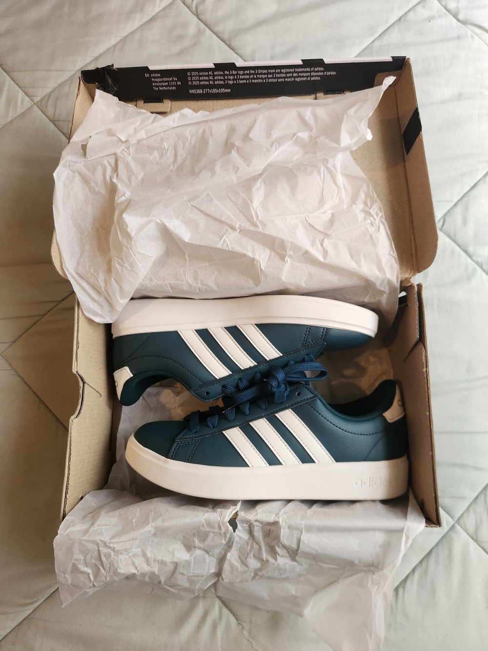 Adidas Teal White Striped Casual Sneakers